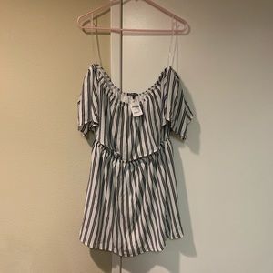 Off the shoulder striped mini dress